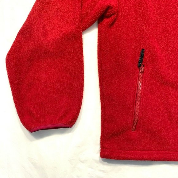 LL Bean Full Zip Fleece Jacket Drawstring Waist Zip Pockets Heavyweight Red XL - Picture 4 of 12